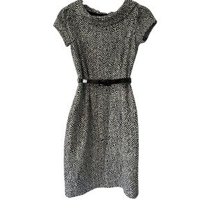 Jones New York Black and White Herringbone Sheath Dress